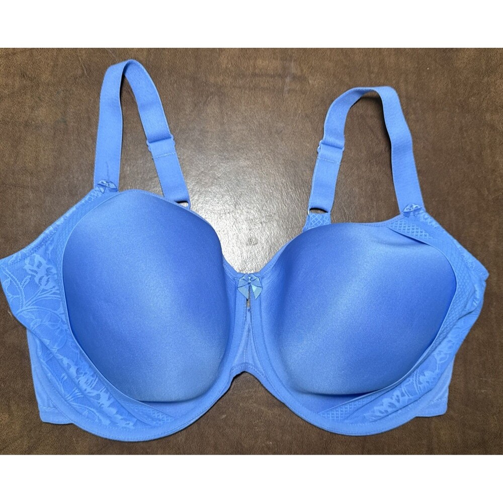 Elomi 4110 Nerina Stretch Lace Satin Bow Underwire Bra Blue Sz 38L EUC